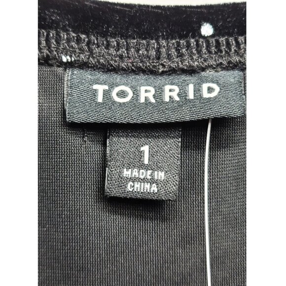 NWT Torrid 1 Black Stargazer Mini Velvet Foil Print Sleeveless Dress 1X 14 16 - Picture 9 of 13
